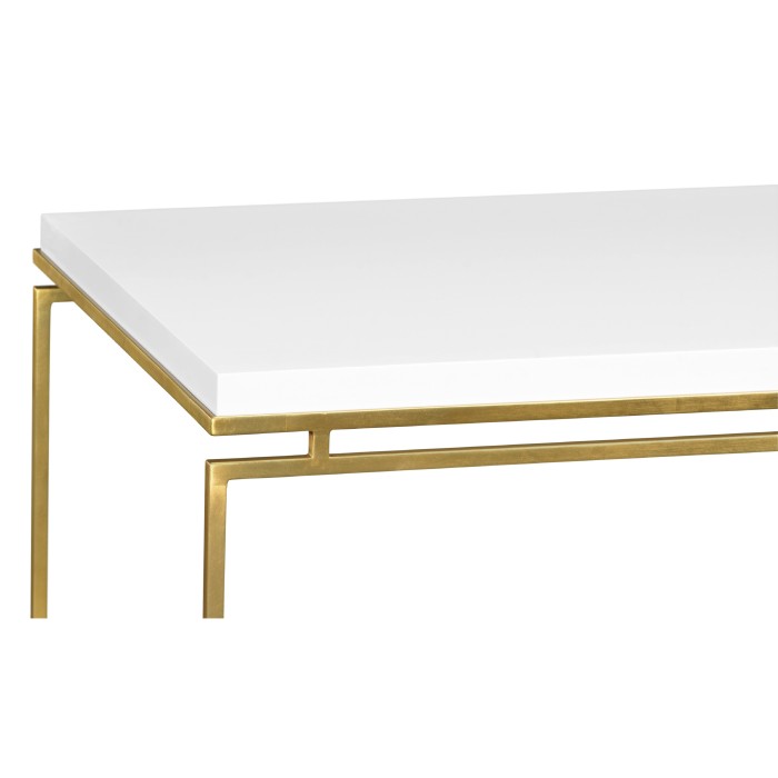 Gilded Iron Rectangular Coffee Table with Biancaneve Top