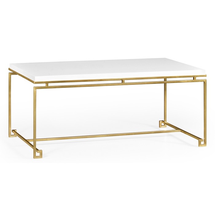 Gilded Iron Rectangular Coffee Table with Biancaneve Top