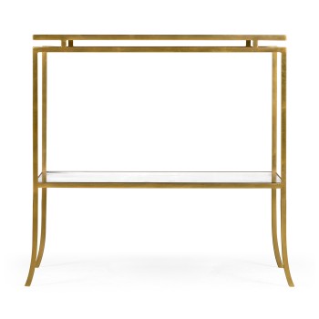 Gilded Iron Rectangular Side Table with An Antique Glass Top