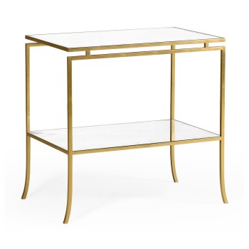 Gilded Iron Rectangular Side Table with An Antique Glass Top