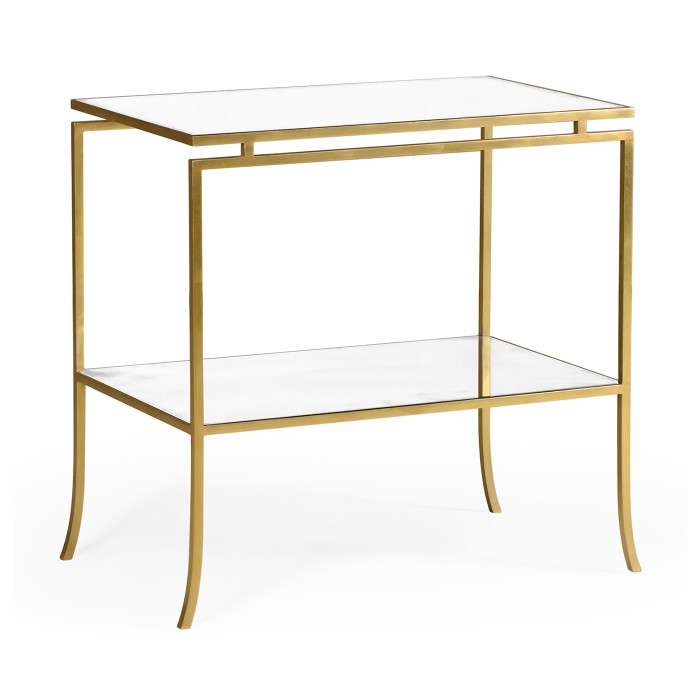 Gilded Iron Rectangular Side Table with An Antique Glass Top