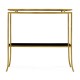 Gilded Iron Rectangular Side Table with A Black Glass Top
