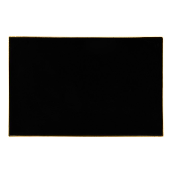 Gilded Iron Rectangular Side Table with A Black Glass Top