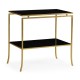 Gilded Iron Rectangular Side Table with A Black Glass Top