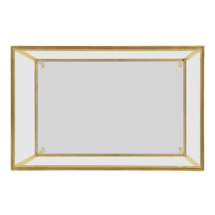Gilded Iron Rectangular Side Table with A Clear Glass Top
