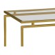 Gilded Iron Rectangular Side Table with A Clear Glass Top