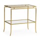 Gilded Iron Rectangular Side Table with A Clear Glass Top