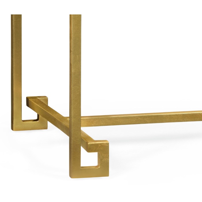Gilded Iron Large Console Table with Smoky Black Top