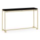 Gilded Iron Large Console Table with Smoky Black Top