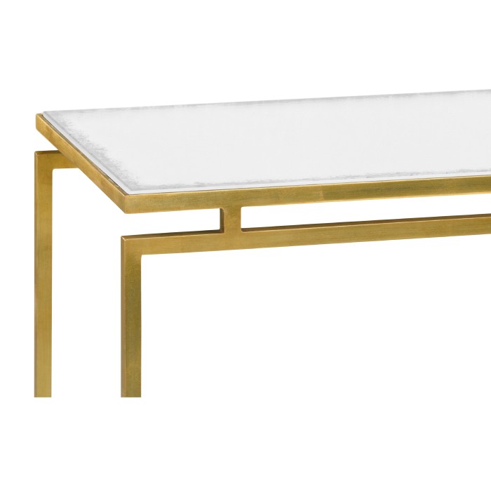 Gilded Iron Large Console Table with An Antique Glass Top
