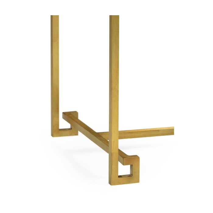 Gilded Iron Large Console Table with An Antique Glass Top