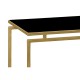 Gilded Iron Large Console Table with A Black Glass Top