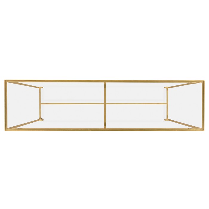 Gilded Iron Large Console Table with A Clear Glass Top