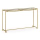 Gilded Iron Large Console Table with A Clear Glass Top