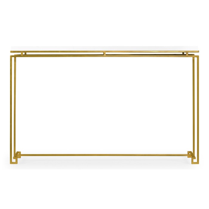 Gilded Iron Large Console Table with Biancaneve Top