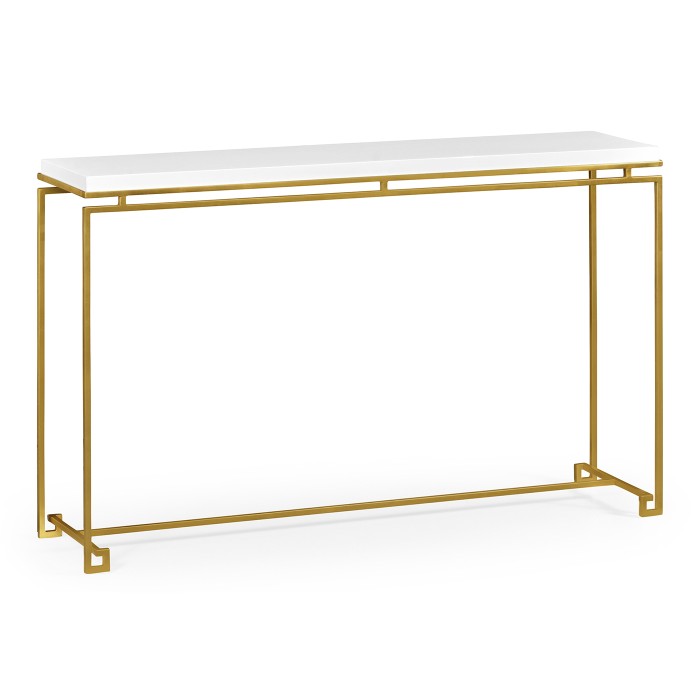 Gilded Iron Large Console Table with Biancaneve Top