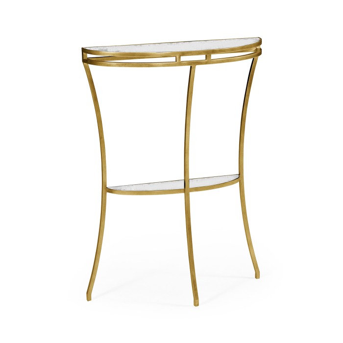 Gilded iron demilune console table