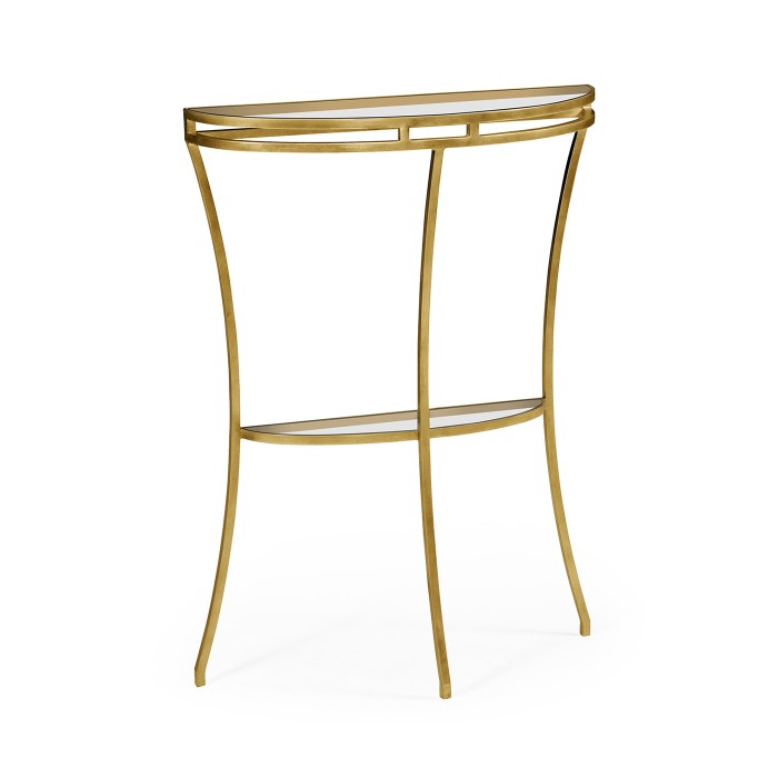 Gilded iron demilune console table