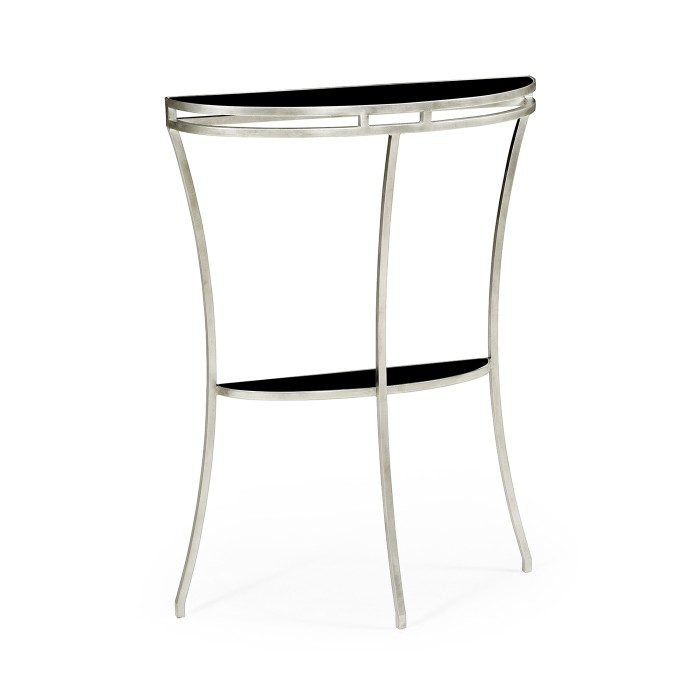 Silver iron demilune console table