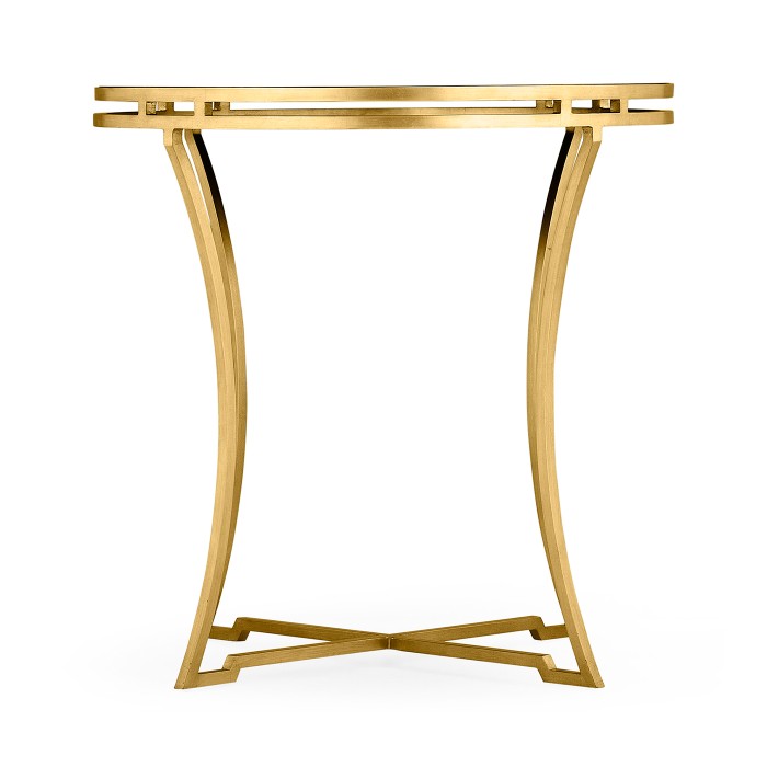 Gilded Iron Round Side Table with An Antique Glass Top