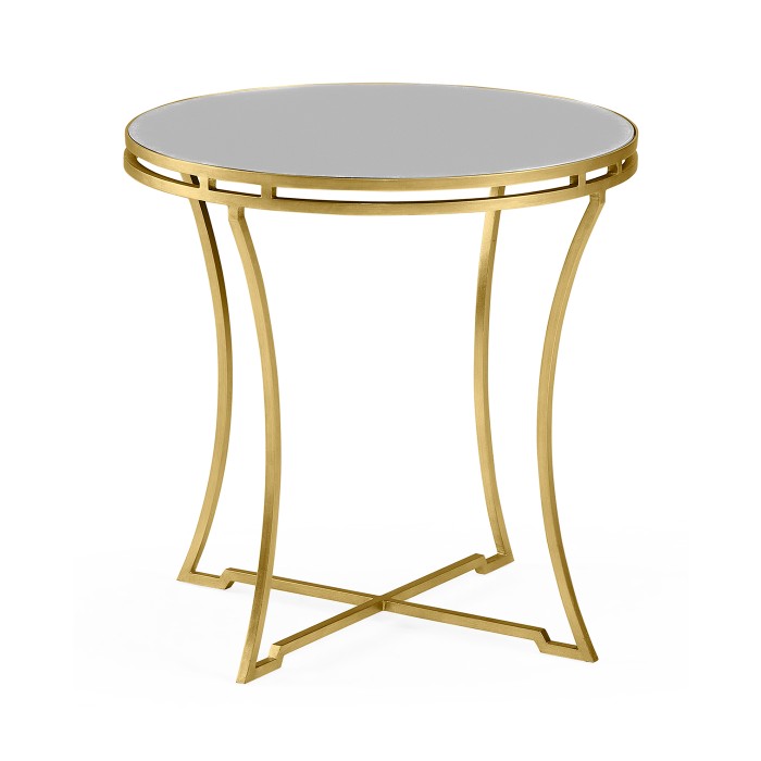 Gilded Iron Round Side Table with An Antique Glass Top