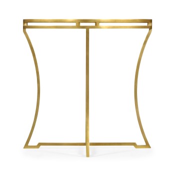 Gilded Iron Round Side Table with A Black Glass Top
