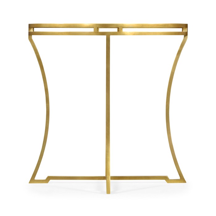 Gilded Iron Round Side Table with A Black Glass Top