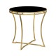 Gilded Iron Round Side Table with A Black Glass Top