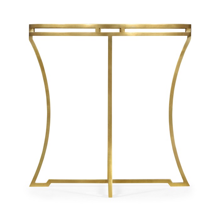 Gilded Iron Round Side Table with Clear Glass Top