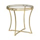 Gilded Iron Round Side Table with Clear Glass Top