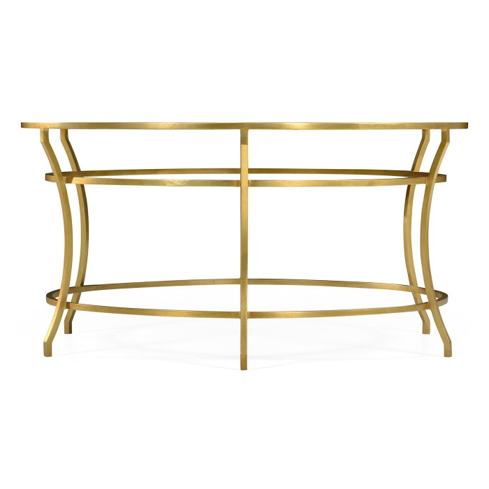 Gilded Iron Round Coffee Table with An Antique Glass Top