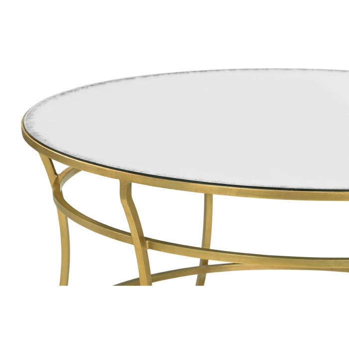 Gilded Iron Round Coffee Table with An Antique Glass Top