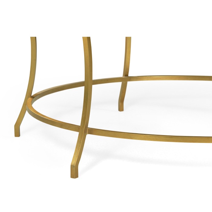 Gilded Iron Round Coffee Table with An Antique Glass Top