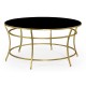 Gilded Iron Round Coffee Table with A Black Glass Top