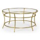 Gilded Iron Round Coffee Table with A Clear Glass Top
