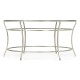 Silver Round Iron Coffee Table with Black Glass Top