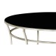 Silver Round Iron Coffee Table with Black Glass Top