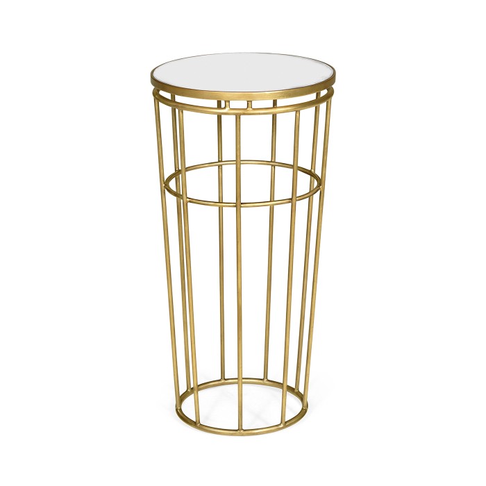 Gilded Iron Round End Table with An Antique Glass Top