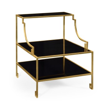 Three-tier gilded iron end table