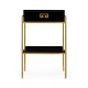 Gilded Iron End Table with Smoky Black Drawer