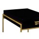 Gilded Iron End Table with Smoky Black Drawer