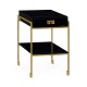 Gilded Iron End Table with Smoky Black Drawer