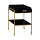Gilded Iron End Table with Smoky Black Drawer