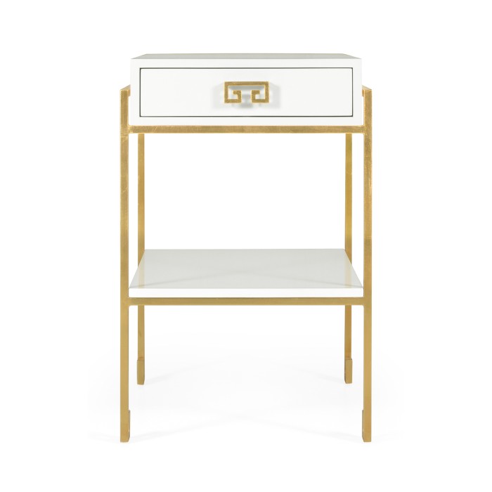 Gilded Iron End Table with Biancaneve Drawer