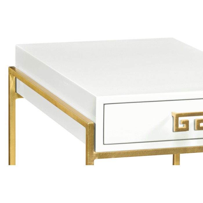Gilded Iron End Table with Biancaneve Drawer