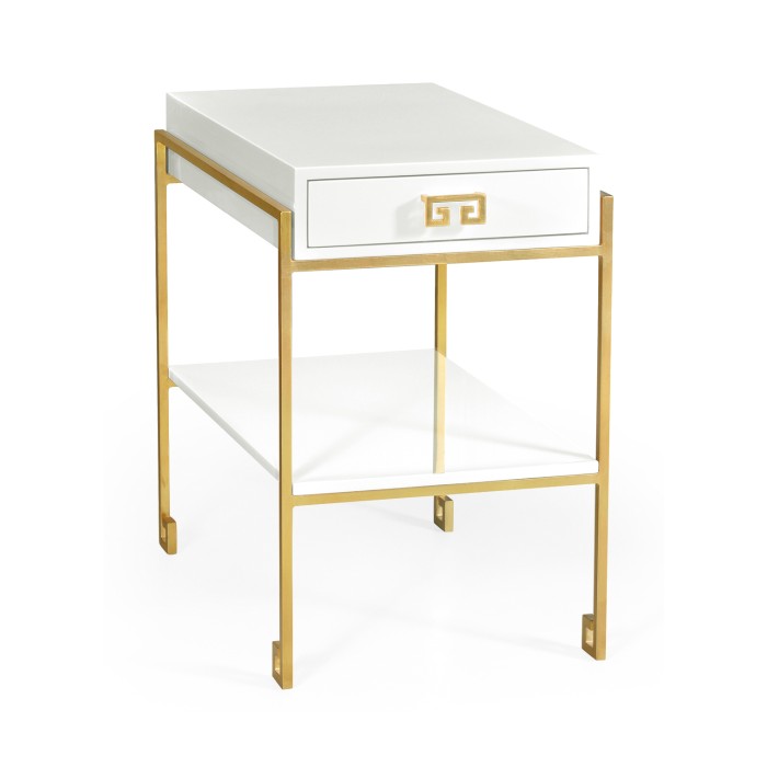 Gilded Iron End Table with Biancaneve Drawer