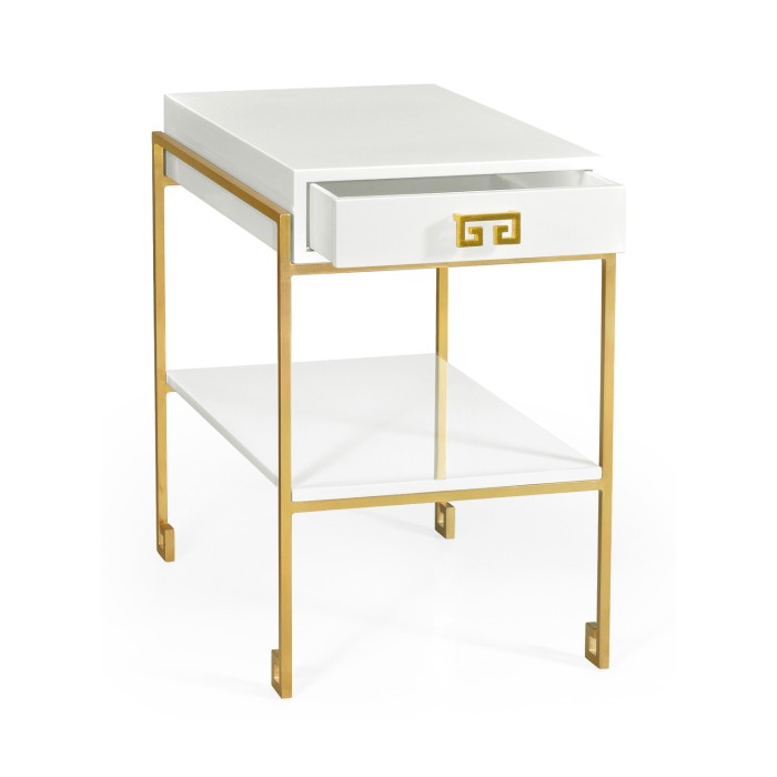 Gilded Iron End Table with Biancaneve Drawer