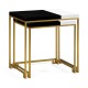 Gilded Iron Nesting Table with Smoky Black and Biancaneve Top