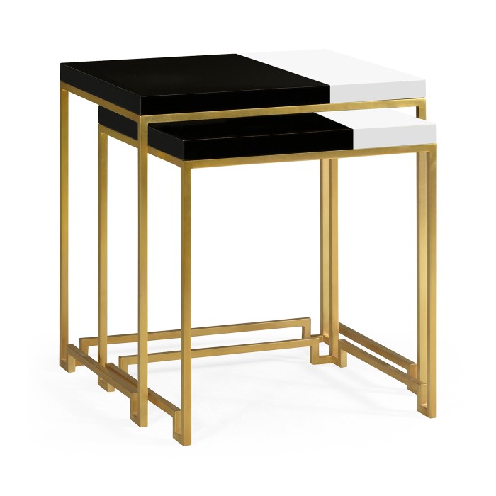 Gilded Iron Nesting Table with Smoky Black and Biancaneve Top