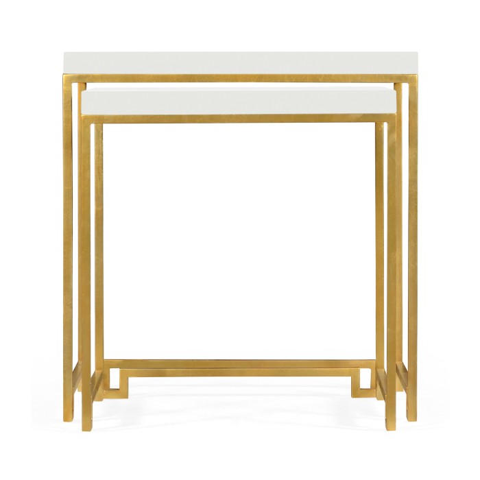Gilded Iron Nesting Table with Biancaneve Top